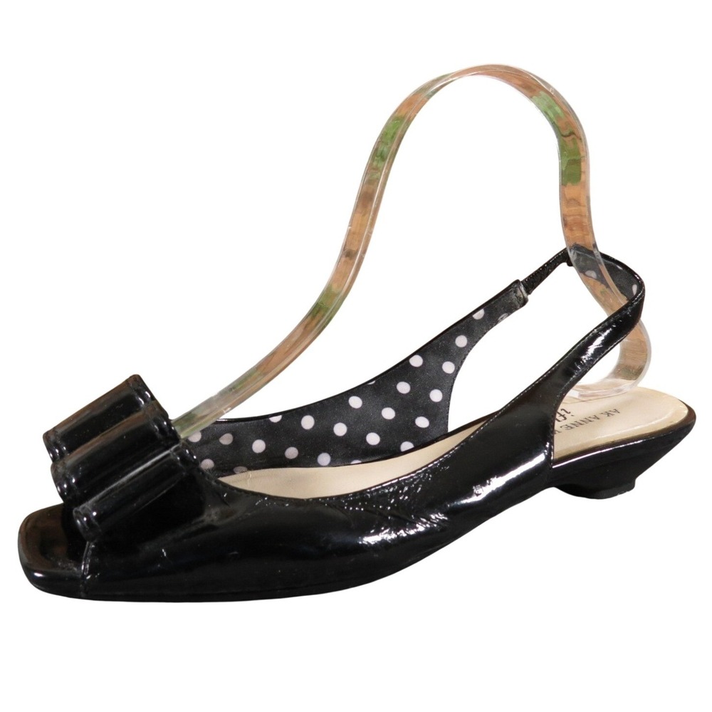 Anne Klein iFlex Womens 6.5‎ Black Synthetic Slingback Low Heel Comfort Sandals
